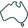 A line icon in the shape of Australia