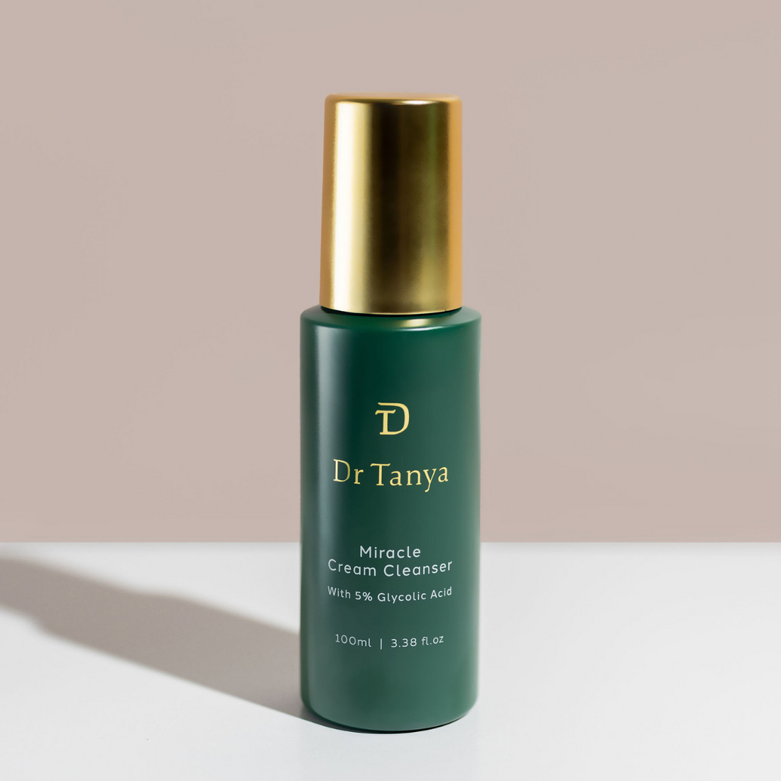 A green and gold bottle of Dr Tanya&